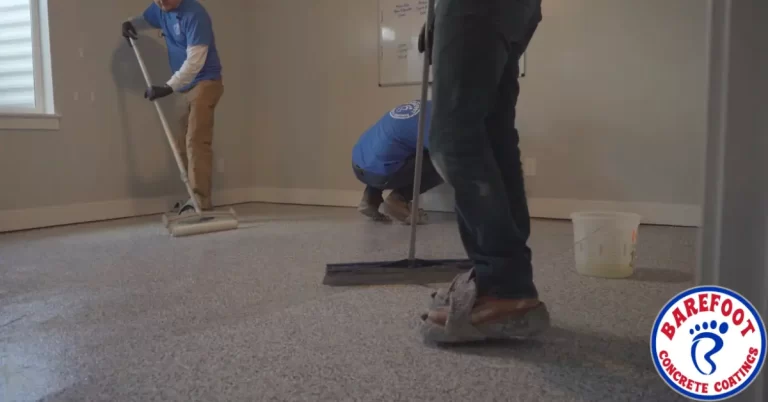 Three workers applying epoxy floor coating | BCC